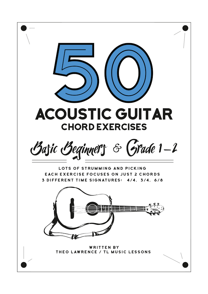 50 Acoustic Guitar Chord Exercises Ebook - Basic Beginners & Grade 1-2 ...