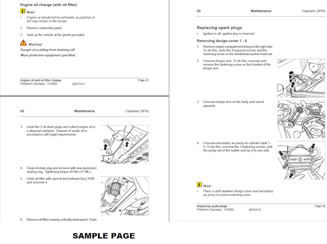 MAINTENANCE SERVICE GUIDE 9PA PORSCHE CAYENNE 2004 2005 2006 2007 2008 ...