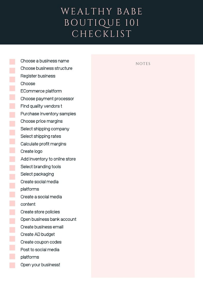 BOUTIQUE 101 CHECKLIST Payhip