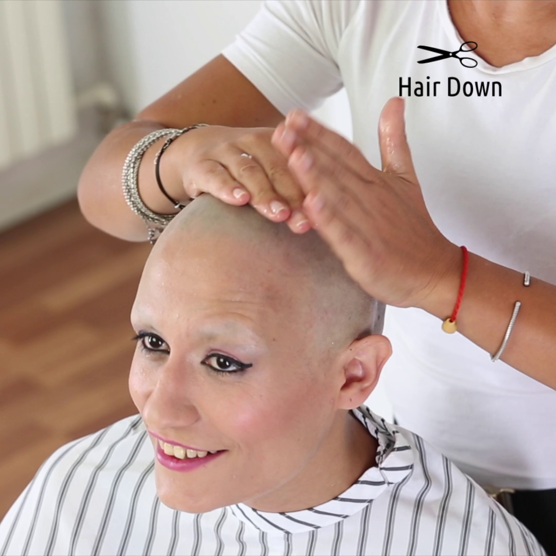 female head shave video