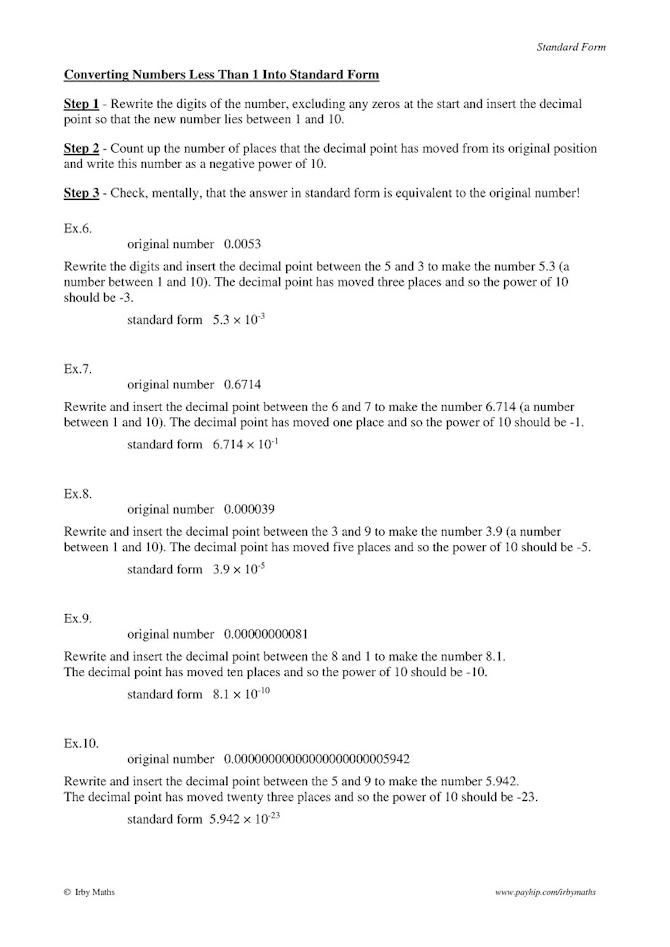 Standard Form Notes, Examples and Exercises Payhip