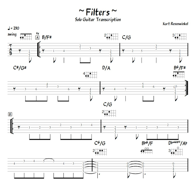 Kurt Rosenwinkel Filters Solo Guitar Transcription Payhip