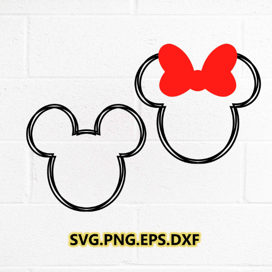 Minnie outline / Mickey outline / Vinyl Cutting File / Minnie DXF File
