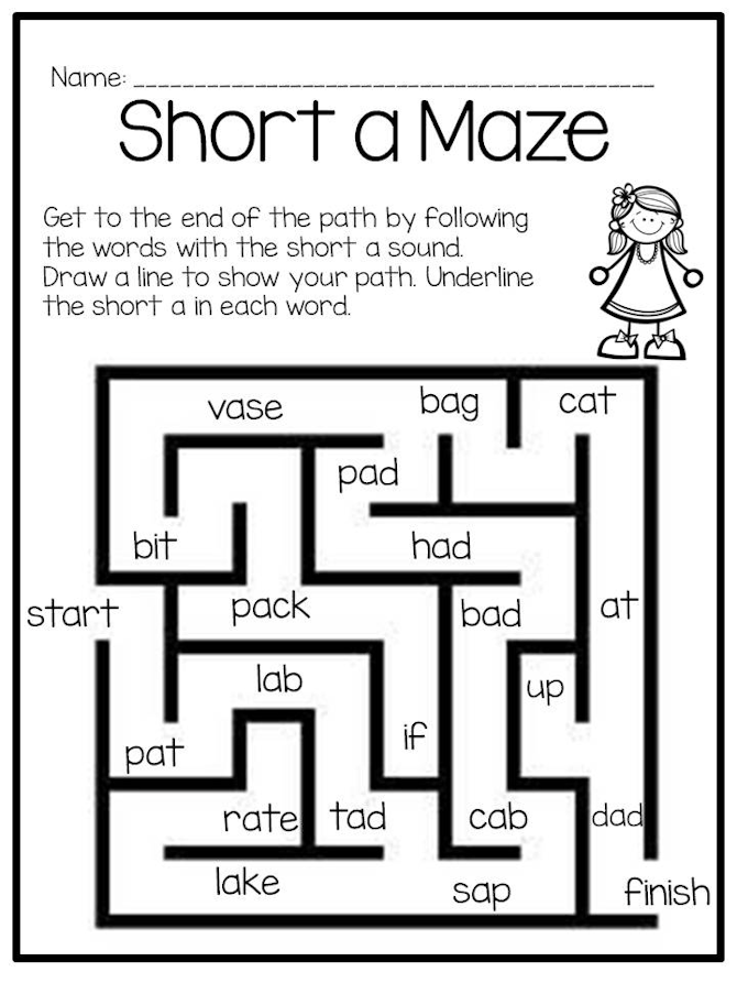 Short Vowel Phonics Practice Pages Printable and Google Slides™ FREEBIE ...