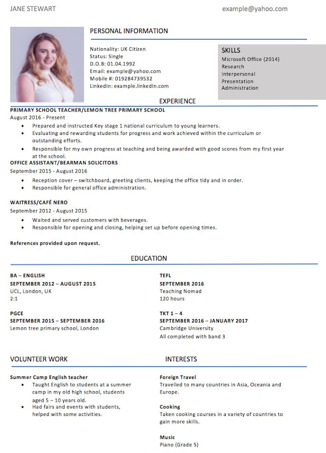 Bilingual skills resume example picture