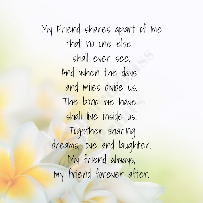 Best Friend Forever T Friend Ts For Women Bff Poem Printable