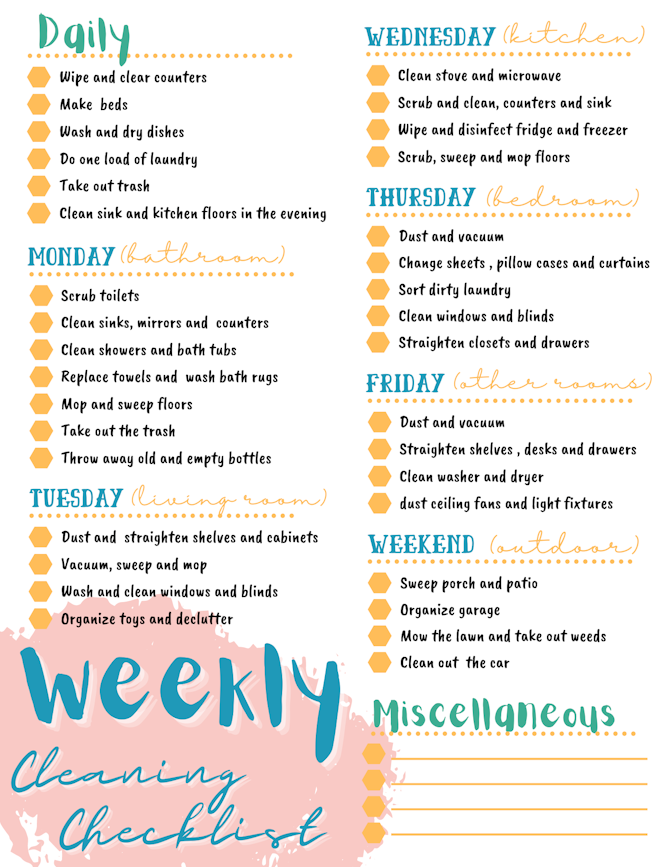 Deep cleaning checklist printable - Payhip