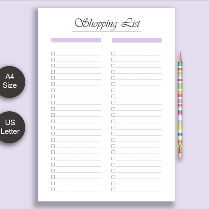 Shopping Planner, Shopping List, Printable Shopping List, Shopping Plan 